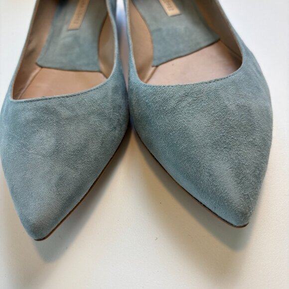 Pura Lopez Suede Pointed Ballet Flats Sky Blue EU 39 Designer Spring Summer Lady - Picture 5 of 8